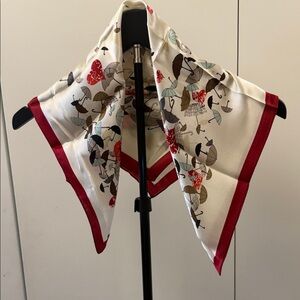 Elegant Red and Cream 100% Silk Scarf